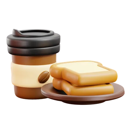 Coffee And Bread  3D Icon