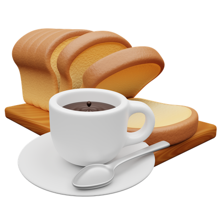 Coffee And Bread  3D Icon