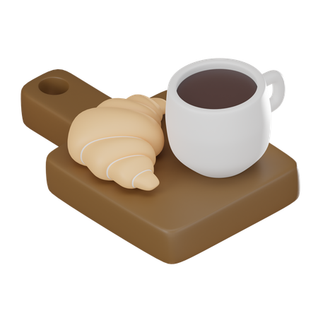 Coffee And Croissant  3D Icon