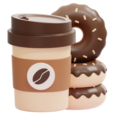 Coffee and donut  3D Icon