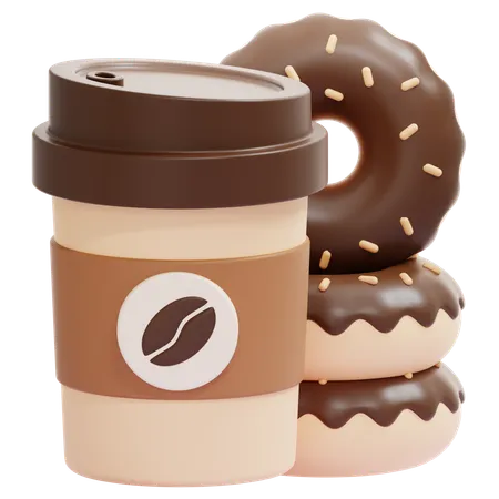 Coffee and donut  3D Icon