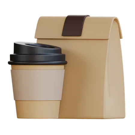 Coffee Bag And Cup  3D Icon