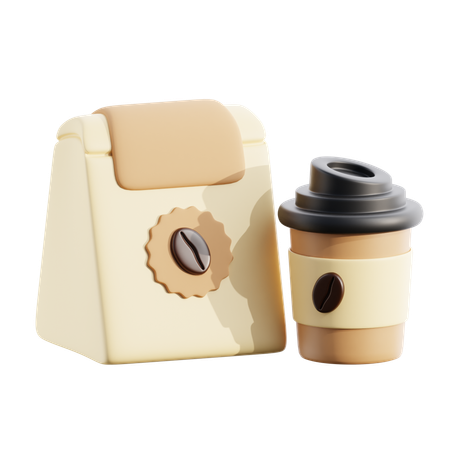 Coffee bag and cup  3D Icon