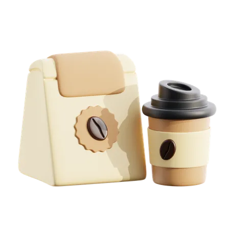 Coffee bag and cup  3D Icon