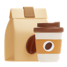 coffee bag and cup 3d logo