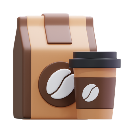 Coffee Bag with Cup  3D Icon