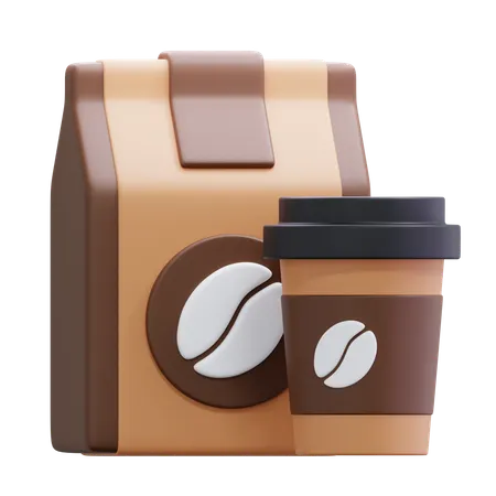Coffee Bag with Cup  3D Icon