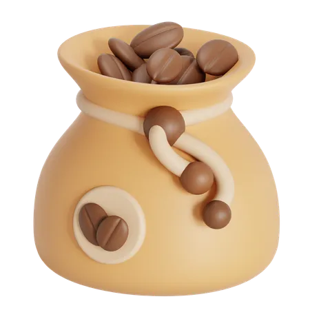 Coffee Bean Bag Containing Coffee Beans 3D Icon