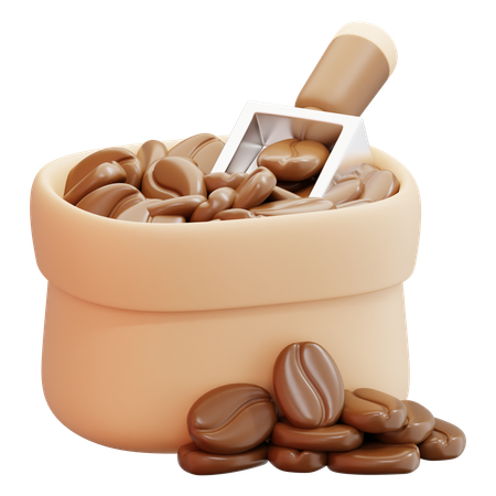 Coffee Beans A Container With Scoop  3D Icon