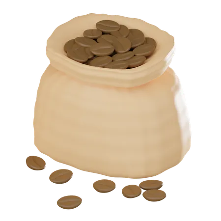 Coffee Beans Bag Perfect Symbol For Morning Rituals And The Rich Aroma Of A Freshly Brewed Cup Ideal For Coffee Lovers And Cafe Themed Projects 3 D Render Illustration 3D Icon