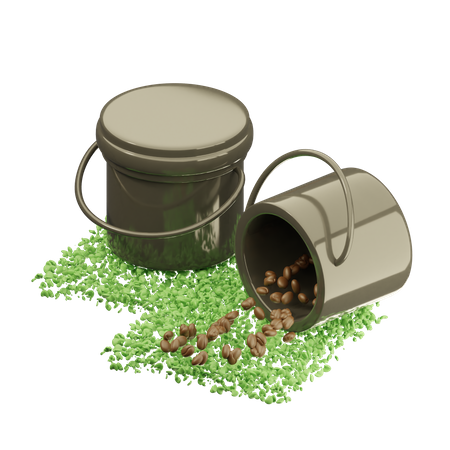 Coffee Beans Bucket  3D Icon