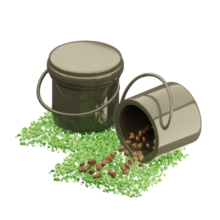 Coffee Beans Bucket  3D Icon