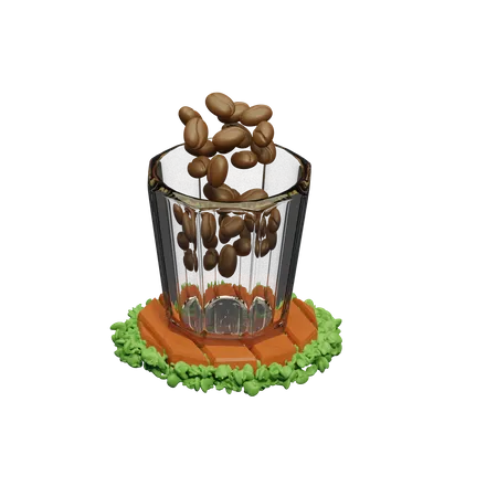 Coffee Beans Glass  3D Icon