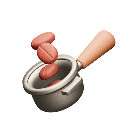 Coffee Beans With Portafilter  3D Icon