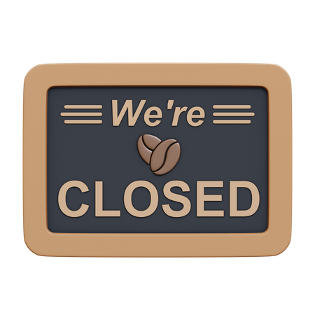 Coffee Closed Board  3D Icon