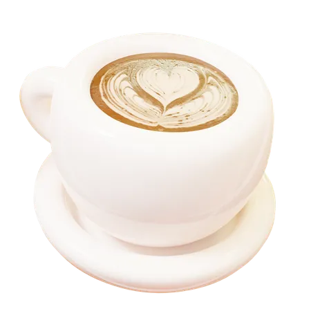 Cute Cartoon 3 D Heart Shape Coffee In White Ceramic Cup Mug Happy Valentines Day Anniversary Wedding Love Concept 3D Icon