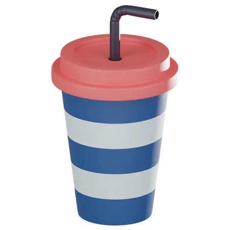 Vibrant Featuring A Paper Cup Striped Pattern And A Fizzy Refreshing Soda Ideal For Party Concepts And Beverage Related Designs 3 D Render Illustration 3D Icon