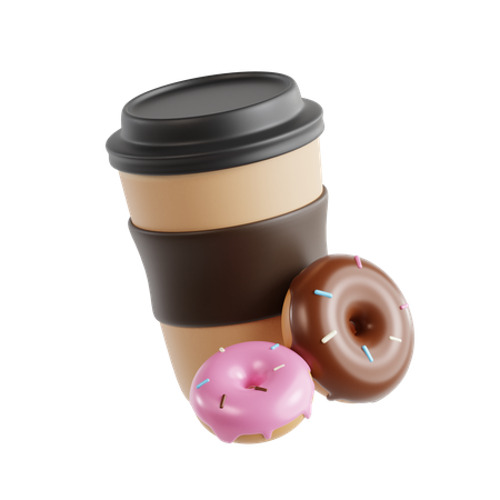 Coffee Cup and Donut  3D Icon