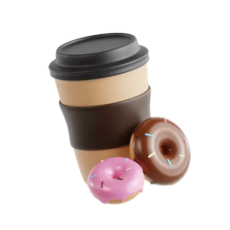Coffee Cup and Donut  3D Icon
