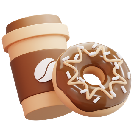Coffee Cup And Donut  3D Icon