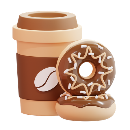 Coffee Cup And Donuts  3D Icon