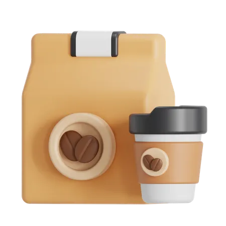 Coffee cup and package  3D Icon