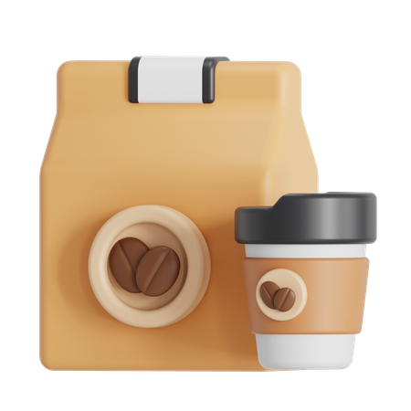 Coffee cup and package  3D Icon