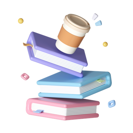 Coffee Cup On Books  3D Icon