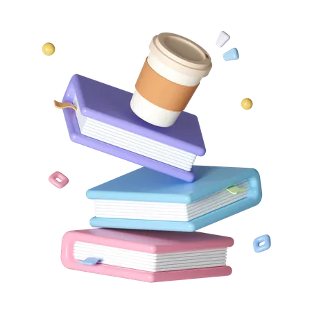 Coffee Cup On Books  3D Icon