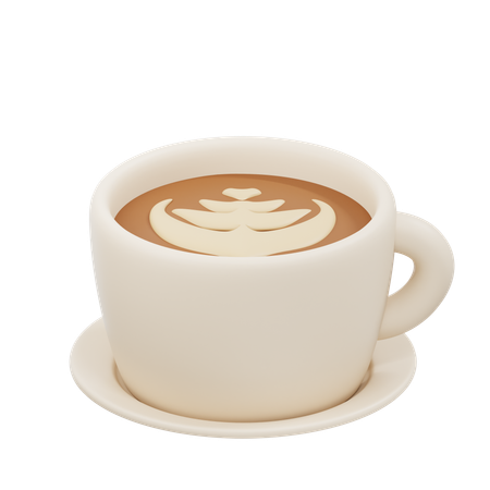 Coffee Cup With Art Design  3D Icon