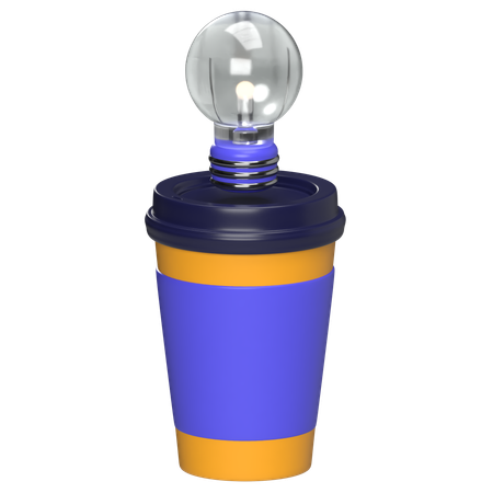 Coffee Cup With Bulb  3D Icon