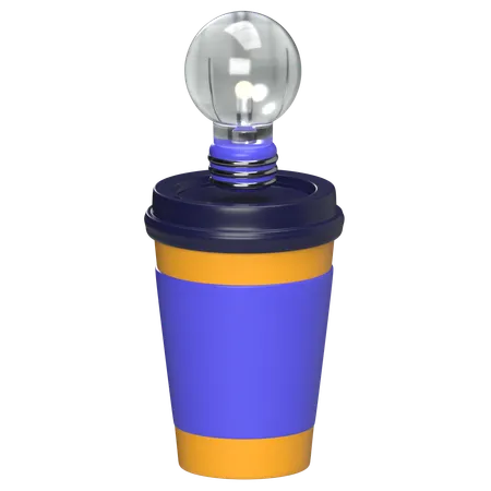 Coffee Cup With Bulb  3D Icon