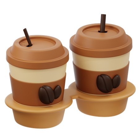 빨대 홀더가 있는 커피잔  3D Icon