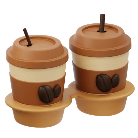 빨대 홀더가 있는 커피잔  3D Icon