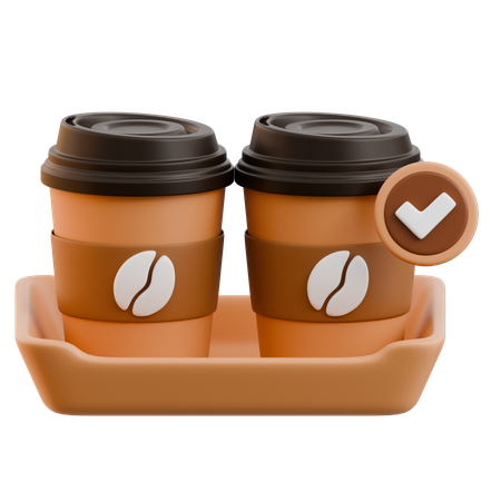 Coffee Cups With Tray  3D Icon