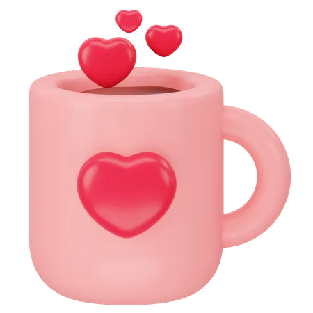 Coffee With Heart Mug 3 D Icon Rendering 3D Icon