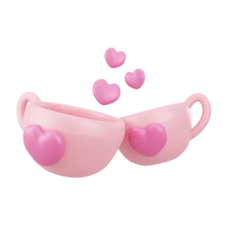 3 D Pink Cup Love Illustration Icon Object 3D Icon
