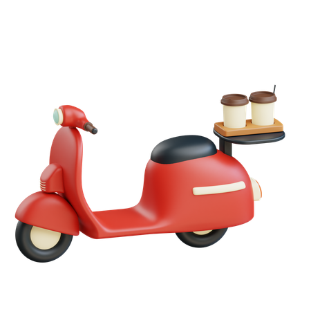 Coffee Delivery By Scooter  3D Icon