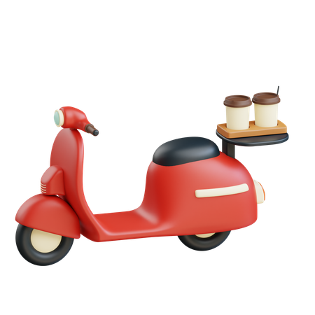 Coffee Delivery By Scooter  3D Icon