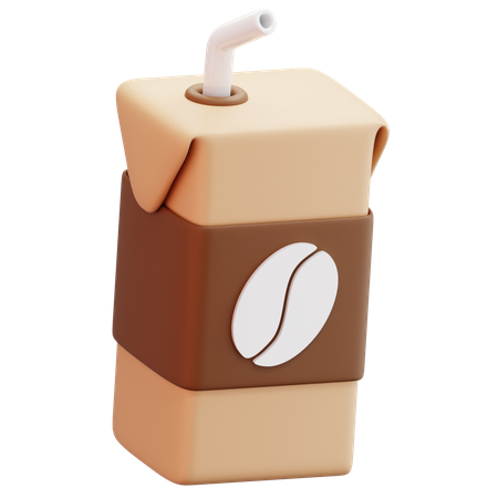 Coffee Drink Carton With Straw  3D Icon