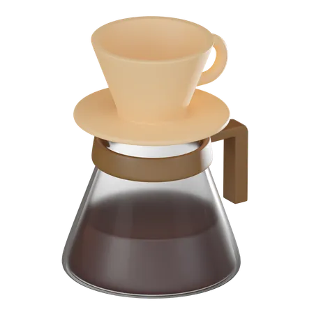 Ccoffee Filter Dripper Icon Of Stylish Coffee Brewing Perfect For Coffee Enthusiasts And Adding A Touch Of Modernity To Kitchen Visuals 3 D Render Illustration 3D Icon