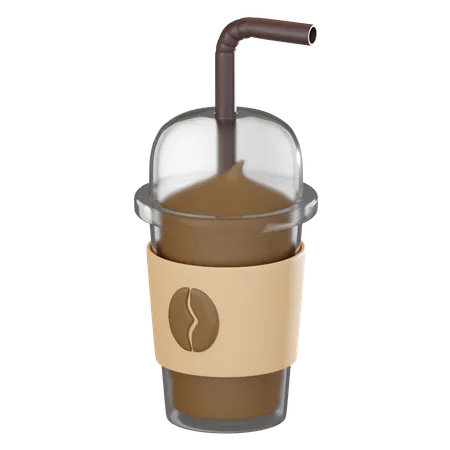 Coffee Frappe Icon Perfectly In Disposable Cup Ideal For Conveying Essence Of Refreshing Drinks Cafe Culture And On The Go Enjoyment 3 D Render Illustration 3D Icon