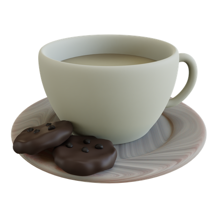 Coffee In Cup With Cookies  3D Icon