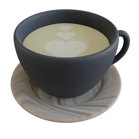 3 D Coffee Latte Art Illustration 3D Icon