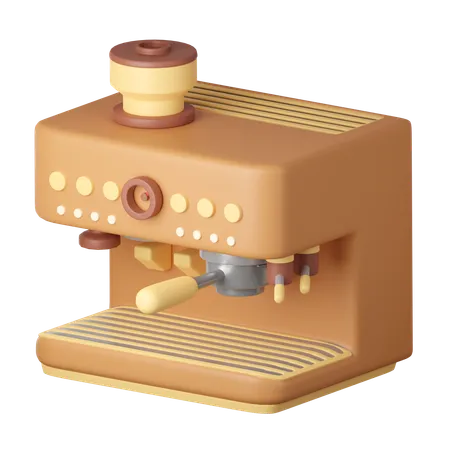 Coffee Machine Cartoon Style Isolated On A White Background 3 D Illustration 3D Icon
