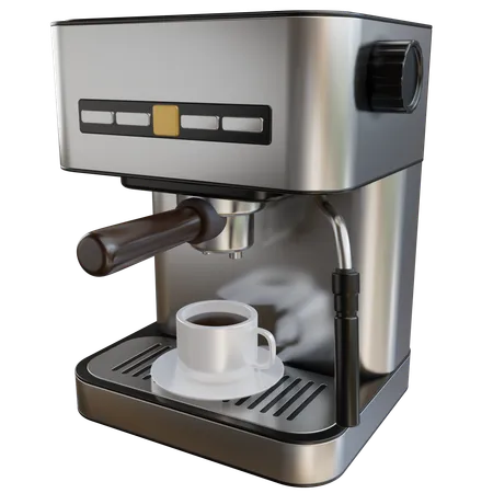 3 D Espresso Coffee Machine With A Cup Of Coffee Illustration With Transparent Background 3D Icon