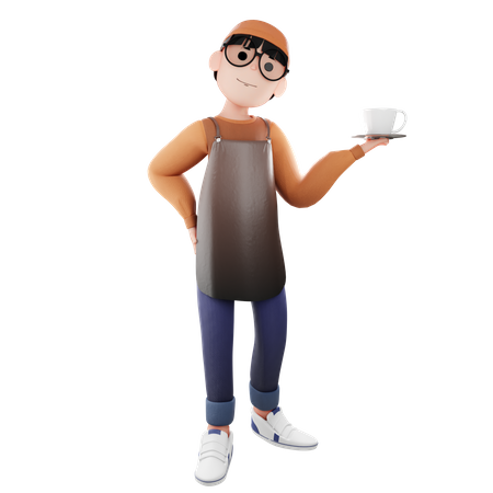 Coffee Maker holding coffee cup  3D Icon