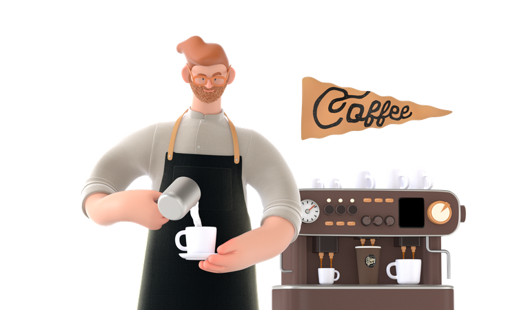 Coffee maker making coffee  3D Illustration