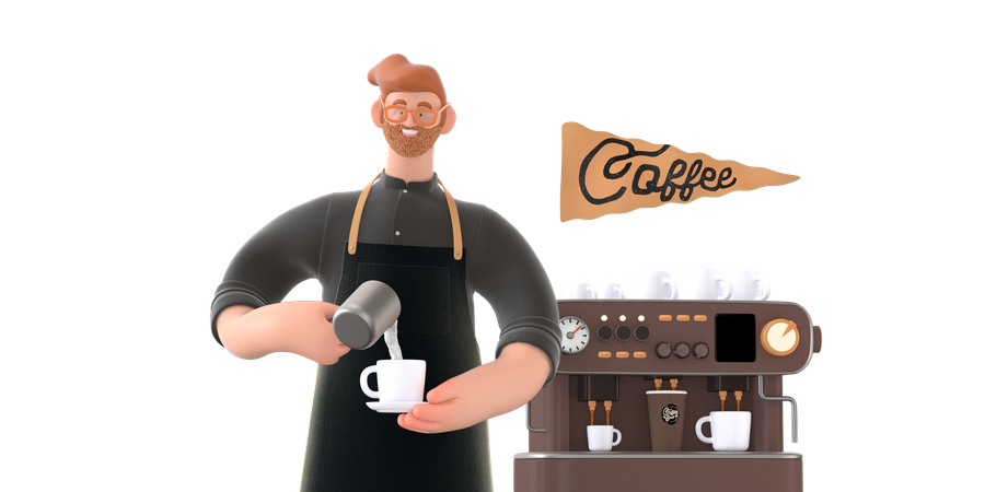 Coffee maker making coffee 3D Illustration