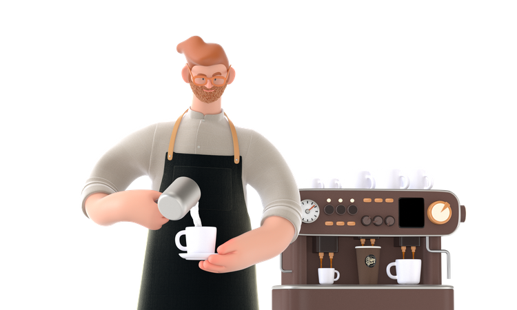 Coffee maker making coffee  3D Icon